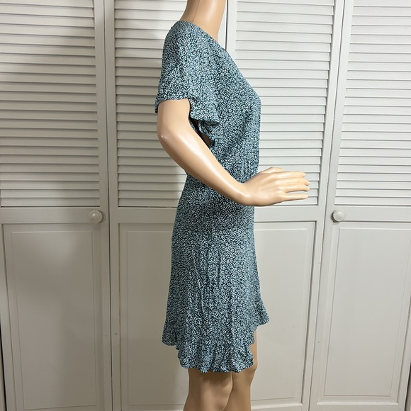 NWT & Other Stories Batwing Sleeve Ruffle Mini Dress in Green Print Size 4 - Picture 5 of 10